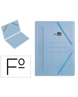 Carpeta liderpapel gomas folio sencilla carton pintado azul