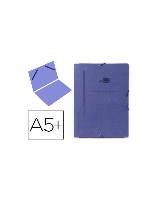 Carpeta liderpapel gomas cuarto sencilla carton pintado azul