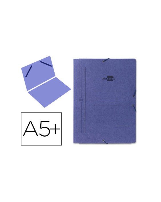 Carpeta liderpapel gomas cuarto sencilla carton pintado azul