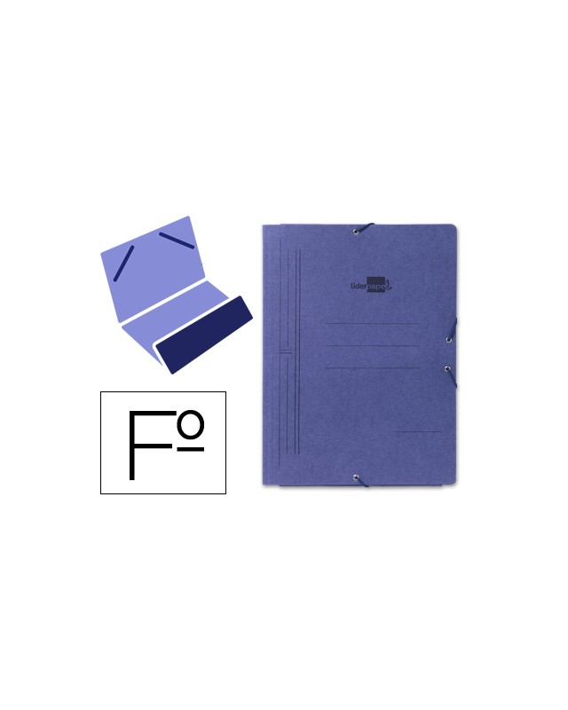 Carpeta liderpapel gomas folio bolsa carton pintado azul