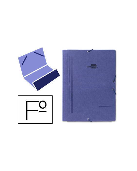 Carpeta liderpapel gomas folio bolsa carton pintado azul