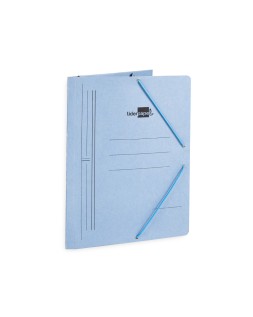 Carpeta liderpapel gomas tres solapas carton pintado folio color azul