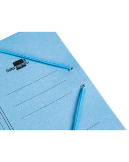 Carpeta liderpapel gomas tres solapas carton pintado cuarto color azul