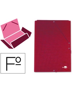 Carpeta liderpapel gomas tres solapas carton forrado folio color rojo