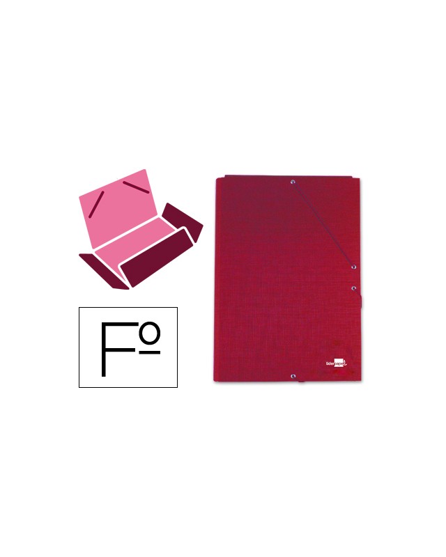 Carpeta liderpapel gomas tres solapas carton forrado folio color rojo
