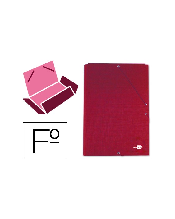 Carpeta liderpapel gomas tres solapas carton forrado folio color rojo