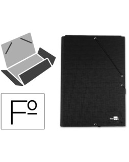 Carpeta liderpapel gomas tres solapas carton forrado folio color negro