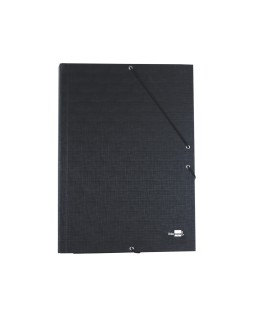Carpeta liderpapel gomas tres solapas carton forrado folio color negro