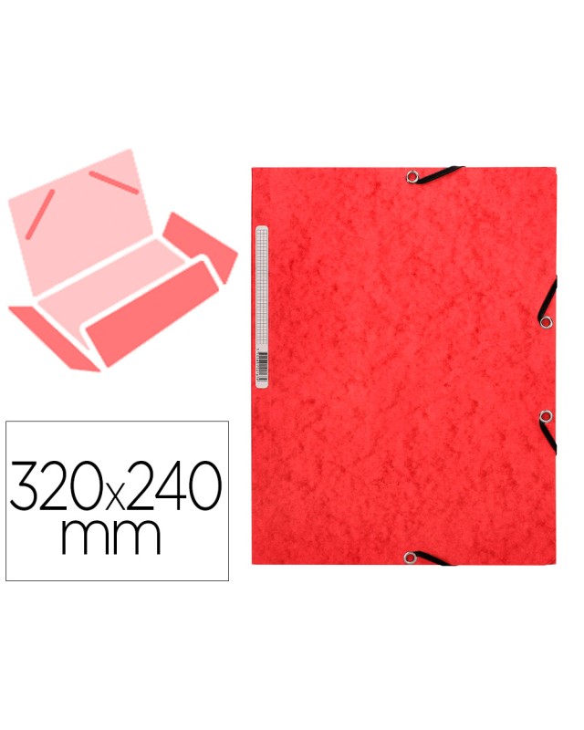 Carpeta q-connect gomas kf02165 carton simil prespan solapas 320x243 mm roj0