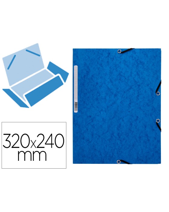 Carpeta q-connect gomas kf02167 carton simil-prespan solapas 320x243 mm azul