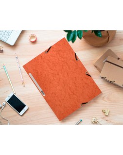 Carpeta q-connect gomas kf02170 carton simil-prespan solapas 320x243 mm naranja