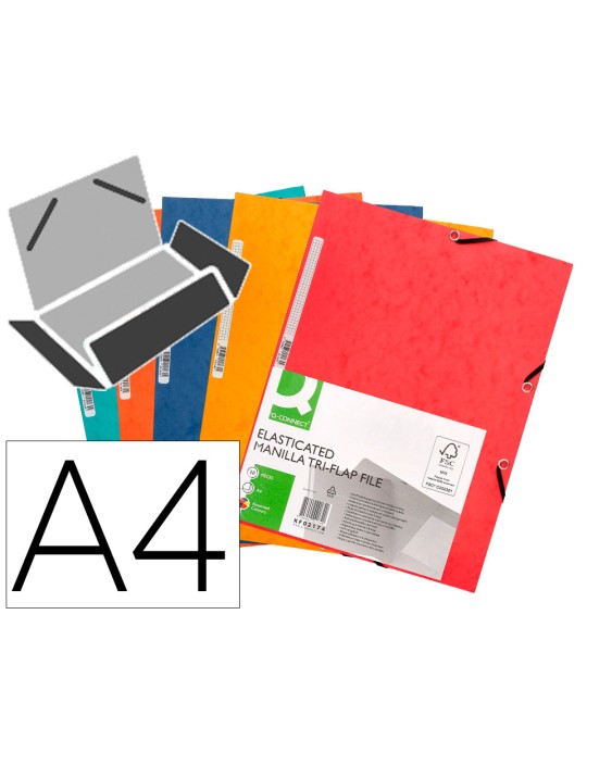 Carpeta q-connect gomas kf02174 carton simil-prespan solapas 320x243 mm colores surtidos