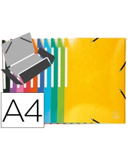 Carpeta exacompta gomas carton simil-prespan tres solapas din a4+ colores surtidos