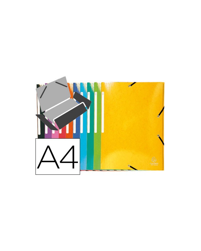 Carpeta exacompta gomas carton simil-prespan tres solapas din a4+ colores surtidos