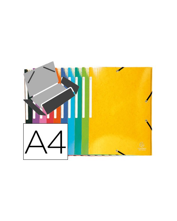 Carpeta exacompta gomas carton simil-prespan tres solapas din a4+ colores surtidos