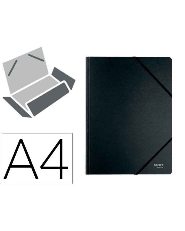 Carpeta leitz recycle gomas din a4 carton reciclabe 100% negro