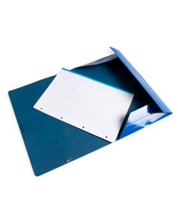Carpeta liderpapel gomas tres solapas carton plastificado folio color azul