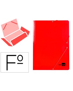 Carpeta liderpapel gomas tres solapas carton plastificado folio color rojo