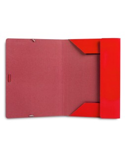 Carpeta liderpapel gomas tres solapas carton plastificado folio color rojo