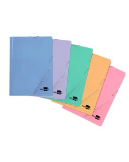 Carpeta liderpapel gomas tres solapas carton plastificado folio colores pasteles surtidos