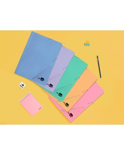 Carpeta liderpapel gomas tres solapas carton plastificado folio colores pasteles surtidos