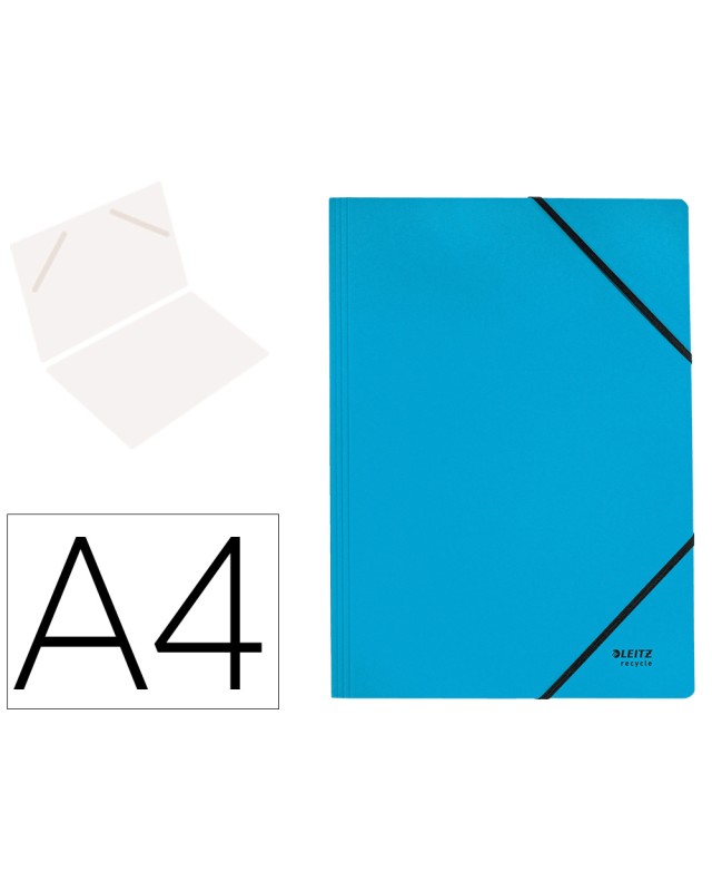 Carpeta leitz recycle gomas din a4 carton reciclable 100% azul