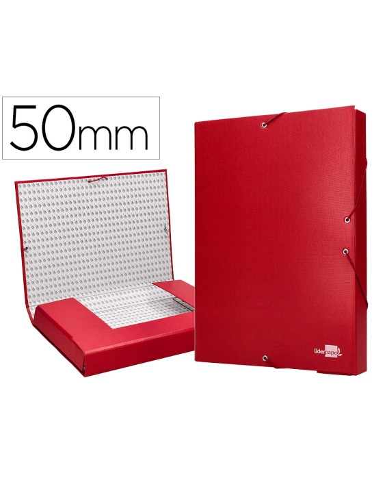 Carpeta proyectos liderpapel folio lomo 50mm carton forradoroja
