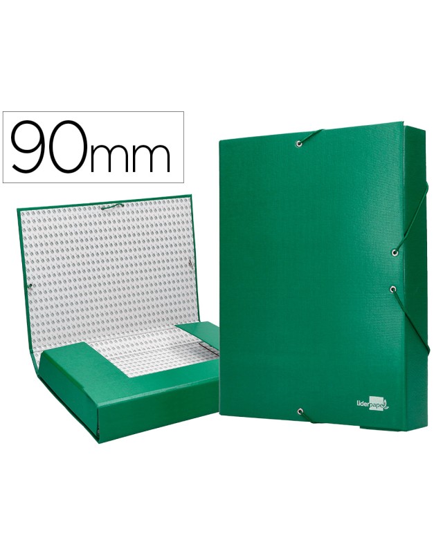 Carpeta proyectos liderpapel folio lomo 90mm carton forrado verde