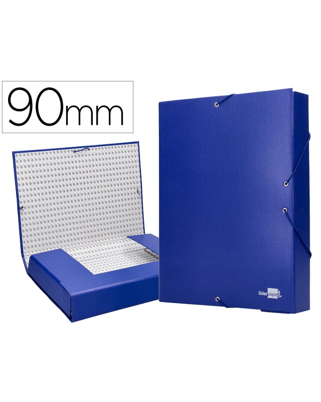 Carpeta proyectos liderpapel folio lomo 90mm carton forrado azul