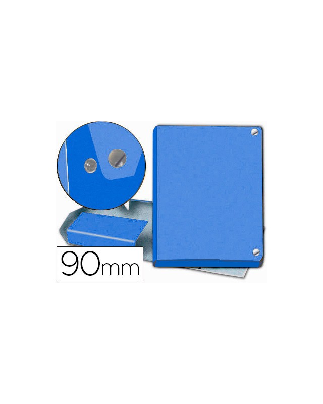 Carpeta proyectos pardo folio lomo 90 mm carton forrado azul con broche