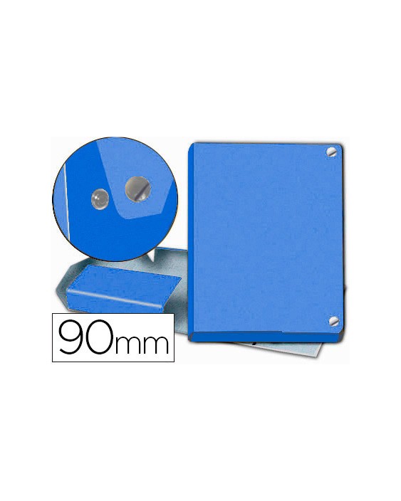 Carpeta proyectos pardo folio lomo 90 mm carton forrado azul con broche