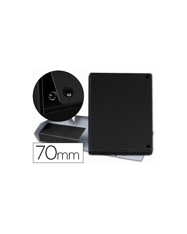 Carpeta proyectos pardo folio lomo 70 mm carton forrado negro con broche