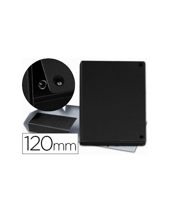 Carpeta proyectos pardo folio lomo 120 mm carton forrado negro con broche