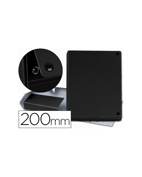 Carpeta proyectos pardo folio lomo 200 mm carton forrado negro con broche