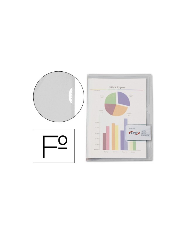 Carpeta dossier uñero plastico pardo folio transparente