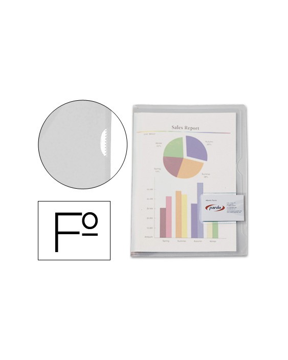 Carpeta dossier uñero plastico pardo folio transparente