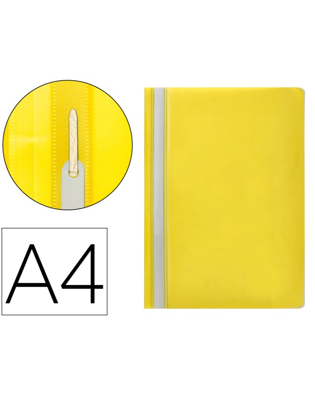 Carpeta dossier fastener plastico q-connect din a4 amarilla
