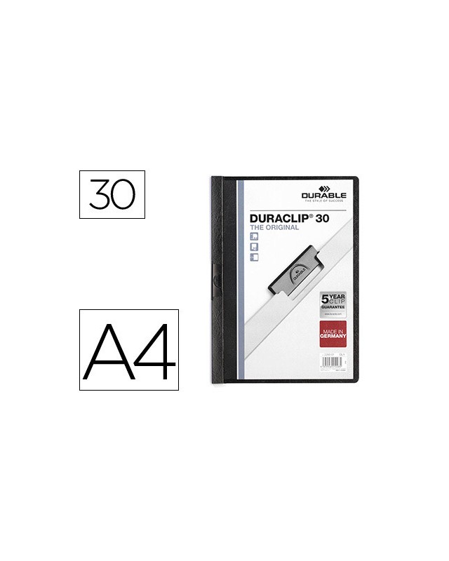 Carpeta duraclip dossier pinza lateral negro capacidad 30 hojas