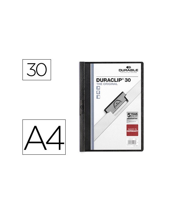 Carpeta duraclip dossier pinza lateral negro capacidad 30 hojas