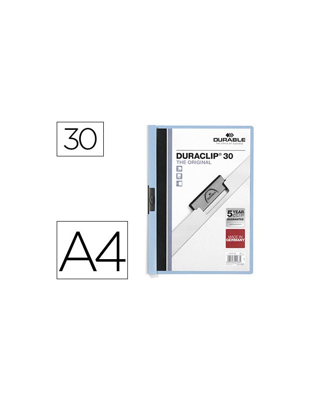 Carpeta duraclip dossier pinza lateral azul capacidad 30 hojas