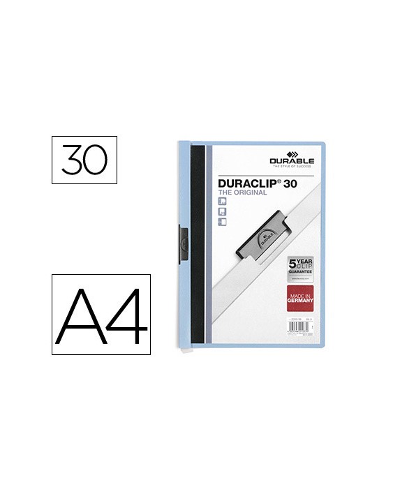 Carpeta duraclip dossier pinza lateral azul capacidad 30 hojas