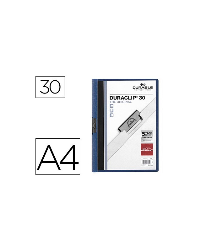 Carpeta duraclip dossier pinza lateral azul oscuro capacidad 30 hojas