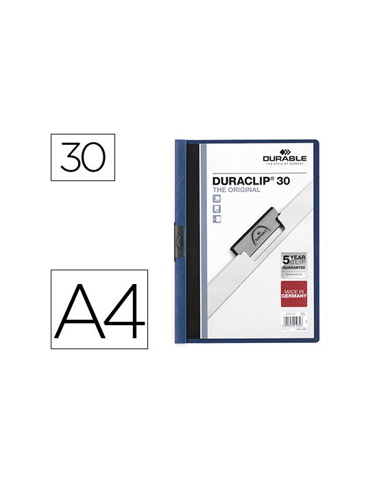 Carpeta duraclip dossier pinza lateral azul oscuro capacidad 30 hojas