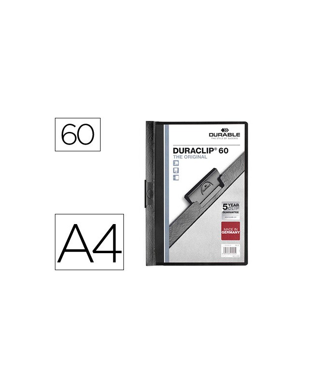 Carpeta duraclip dossier pinza lateral negro capacidad 60 hojas