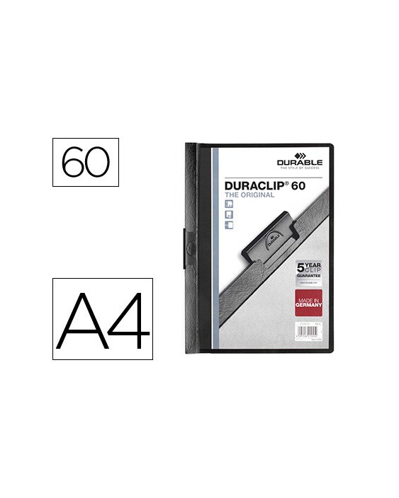 Carpeta duraclip dossier pinza lateral negro capacidad 60 hojas