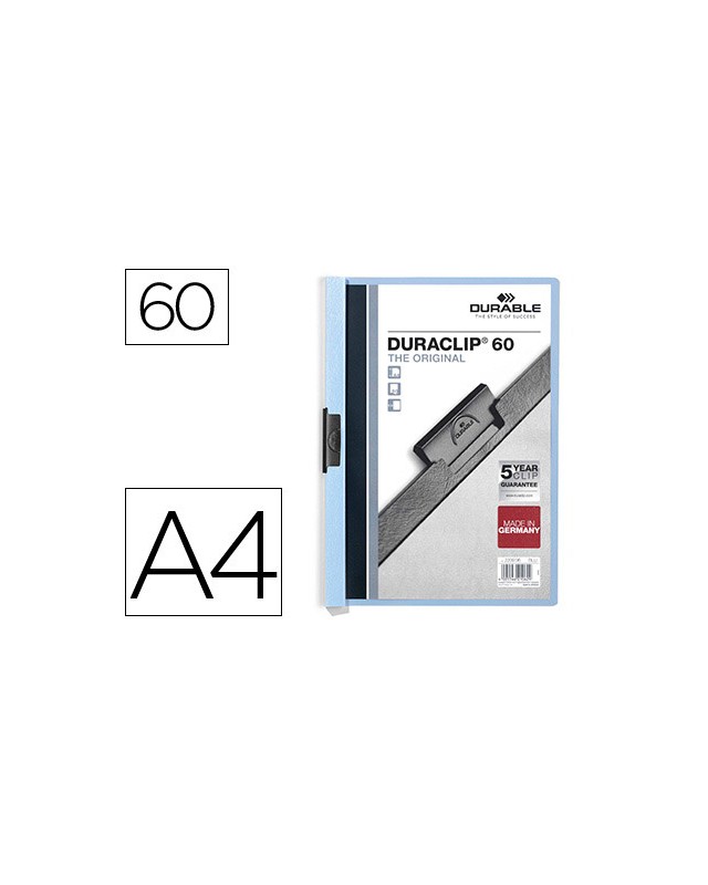 Carpeta duraclip dossier pinza lateral azul capacidad 60 hojas