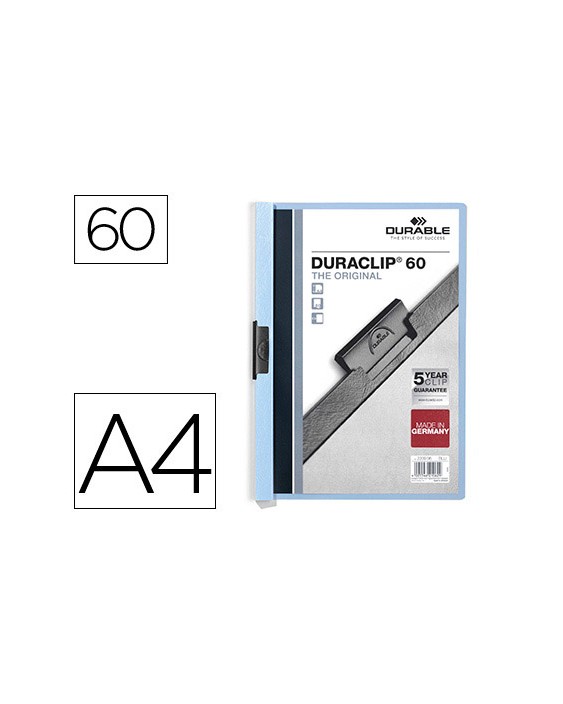 Carpeta duraclip dossier pinza lateral azul capacidad 60 hojas