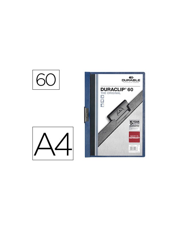 Carpeta duraclip dossier pinza lateral azul oscuro capacidad 60 hojas