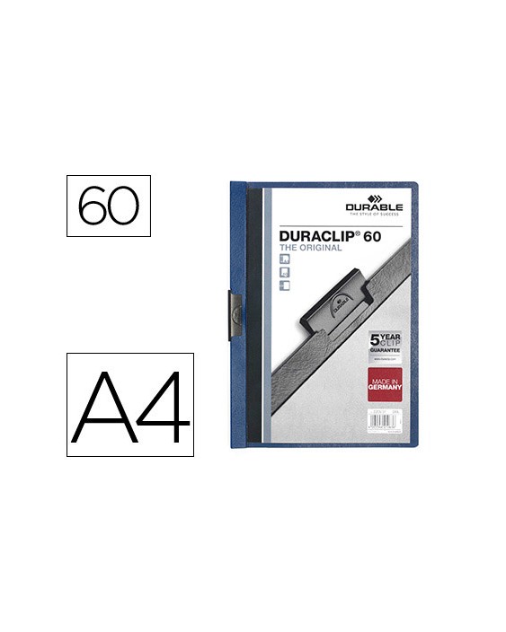 Carpeta duraclip dossier pinza lateral azul oscuro capacidad 60 hojas