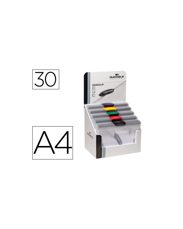 Carpeta swingclip dossier pinza lateral y giratoria din a4 capacidad 30 hojas colores surtidos